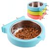 Stainless steel pet bowl hanging bowl tableware overturn proof dog bowl dog bowl cat bowl feeder - Small blue