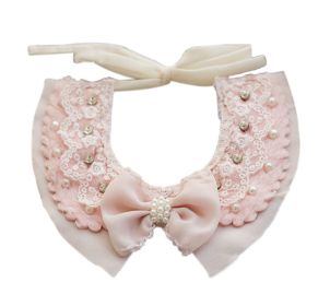 Lovely Pink Pet Collar With Pearl Bowknot Princess Dog Cat Costume Decor Accessories - Default