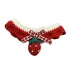 Handmade Knitted Pet Collar Cat Dog Crochet Necklace Cute Scarf Bib Red Strawberry Pet Charms - Default