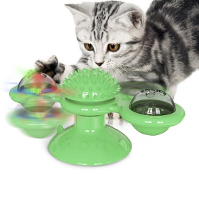 Windmill Cat Toy Interactive Pet Toys for Cats Puzzle Cat Game Toy With Whirligig Turntable for Kitten Brush Teeth Pet Supplies - C