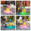 Interactive Cat Toy Ball Pets Cats Puzzle Spinning Track with Plush Balls Feather Teaser Kitten Toys Game Catnip Ball Toy - Blue