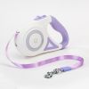 Streamer Led Lights Dog Leash Automatic Extending Nylon Leash Leads Premium Durable Pet Walking Leads Traction Rope Pet Products - Purple - 5M