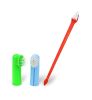 Two Headed Dog Toothbrush Set Canine Dental Hygiene Brush with 2 Finger Brushes Soft Bristles - red