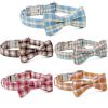 Plaid Dog Collar with Bow Pet Gift Adjustable Soft and Comfy Bowtie Collars for Small Medium Large Dogs - Style 3 - L 3.0x60cm