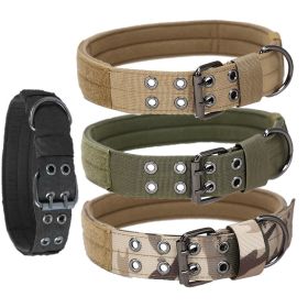 Super strong large dog collar with D-Ring & Buckle Collars Medium sized dog Golden haired horse dog Fierce dog collar - Army green - XL