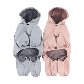 Pet dog clothing waterproof breathable reflective clothing small dog raincoat; Light reflecting strip - Pink - S