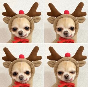 Chrimas Dog Winter Warm Clothing Cute Plush Coat Hoodies Pet Costume Jacket For Puppy Cat French Bulldog Chihuahua Small Dog Clothing - Coffee - M