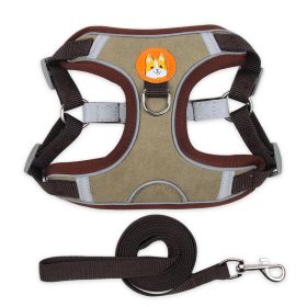 dog Harnesses and dog leash set; Pet Chest Strap Vest Dog Strap Small Dog Rope Wholesale Reflective Dog Towing Rope - Brown - S