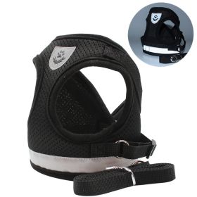 dog Harnesses and dog leash set; Pet Chest Strap Vest Dog Towing Rope Reflective Breathable Dog Rope Pet Supplies Wholesale - black - L