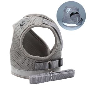 dog Harnesses and dog leash set; Pet Chest Strap Vest Dog Towing Rope Reflective Breathable Dog Rope Pet Supplies Wholesale - silver grey - XL