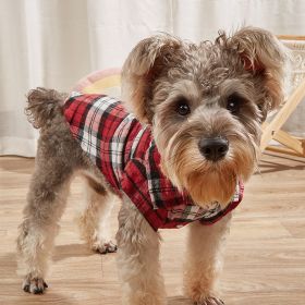 Pet Plaid Shirt For Small & Medium Dogs; Classic Dog Shirt Dog Polo T-Shirt; Pet Apparel - Red - XS