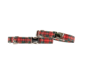 Adjustable Collar - Quick Release Metal Alloy - Red Plaid - Large - Red Plaid