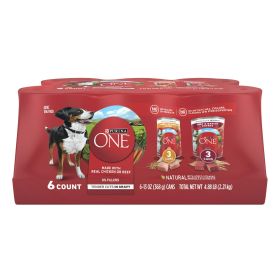 Purina ONE Real Beef & Chicken Wet Dog Food Variety Pack13 oz Can (6 Pack) - Purina ONE