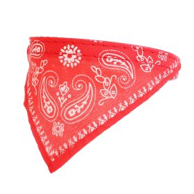 Adjustable Bandana Leather Pet Collar Triangle Scarf - Red - L