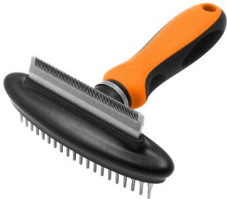 Pet Life Flex Series 2-in-1 Dual-Sided Grooming Undercoat Pet Rake and Deshedder - Orange