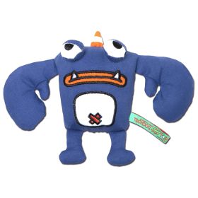 Touchdog Cartoon Crabby Tooth Monster Plush Dog Toy - Blue