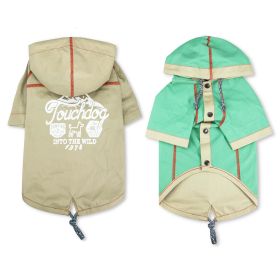 Touchdog 'Cloudburst' Waterproof Reversible Dog Raincoat - Khaki - X-Small