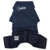 Touchdog Vogue Neck-Wrap Sweater and Denim Pant Outfit - Navy - X-Large