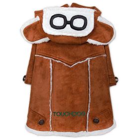 Touchdog 'Tuskegee' Aero-Vintage Designer Dog Coat - Brown - Medium