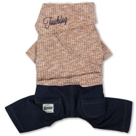 Touchdog Vogue Neck-Wrap Sweater and Denim Pant Outfit - Peach - X-Small