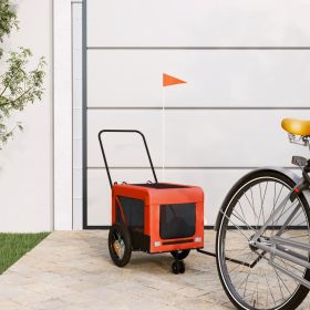 Pet Bike Trailer Orange and Black Oxford Fabric and Iron - Orange