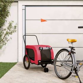 Pet Bike Trailer Red and Black Oxford Fabric and Iron - Red