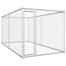 Outdoor Dog Kennel 150.4"x75.6"x72.8" - Silver