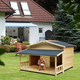 Durable Waterproof Dog Houses for Small Medium Large Dogs Outdoor & Indoor, Wooden Puppy Shelter Large Doghouse with Porch for Winter  - Wood