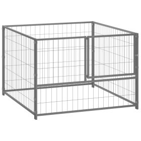 Dog Kennel Silver 39.4"x39.4"x27.6" Steel - Silver