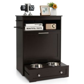 Pet Feeder Station with Stainless Steel Bowl - Coffee