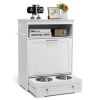 Pet Feeder Station with Stainless Steel Bowl - White