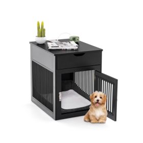 2-In-1 Dog House with Drawer and Wired Wireless Charging - Black