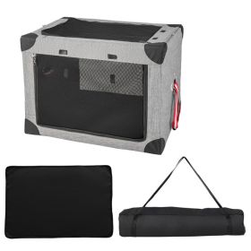 M/L 3-Door Dog Crate with Removable Pad and Metal Frame - M