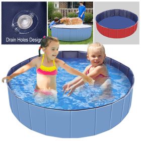 4X4FT Foldable Pet Swimming Pool PVC Kiddie Baby Dog Swim Pool Bathing Tub Playmat Kids Pools - Blue