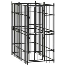 Outdoor Dog Kennel Steel 19.8 ft² - Black