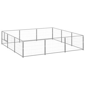 Dog Kennel Silver 96.9 ft² Steel - Silver