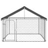 Outdoor Dog Kennel with Roof 78.7"x78.7"x59.1" - Silver