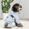 Pet dog clothing waterproof breathable reflective clothing small dog raincoat; Light reflecting strip - Blue - L