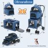 Double Pet Stroller Foldable 3-in-1 Dog Stroller with 2 Detachable Carriers - Blue