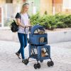 Double Pet Stroller Foldable 3-in-1 Dog Stroller with 2 Detachable Carriers - Blue