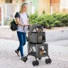 Double Pet Stroller Foldable 3-in-1 Dog Stroller with 2 Detachable Carriers - Gray