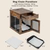 2-In-1 Dog House with Drawer and Wired Wireless Charging - Rustic Brown