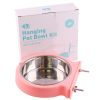 Stainless steel pet bowl hanging bowl tableware overturn proof dog bowl dog bowl cat bowl feeder - Large Pink