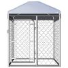 Outdoor Dog Kennel with Roof 39.4"x39.4"x49.2" - Silver