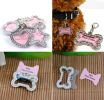 Pet Round Rhinestone Writable Name Telephone ID Tags for Dogs Cats - Default