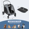 4 Wheels Extra Large Dog Stroller Foldable Pet Stroller with Dual Entry - Gray