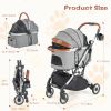 Foldable Dog Cat Stroller with Removable Waterproof Cover - Dark Gray