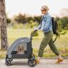 4 Wheels Extra Large Dog Stroller Foldable Pet Stroller with Dual Entry - Gray