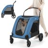 4 Wheels Extra Large Dog Stroller Foldable Pet Stroller with Dual Entry - Blue