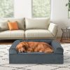 Orthopedic Dog Bed Memory Foam Pet Bed with Headrest for Large Dogs - Gray